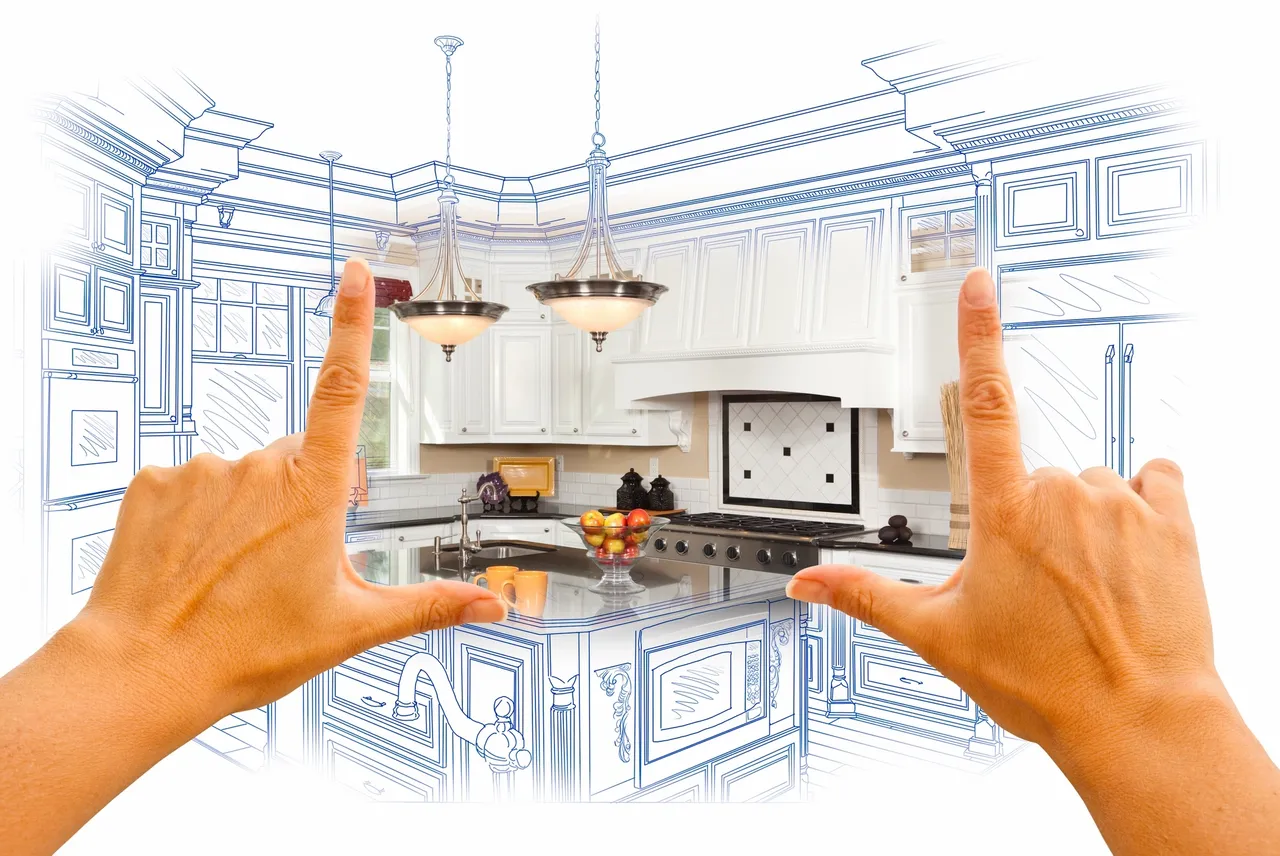 Fingers showcasing a redone kitchen, indicating the challenges of a fix and flip.